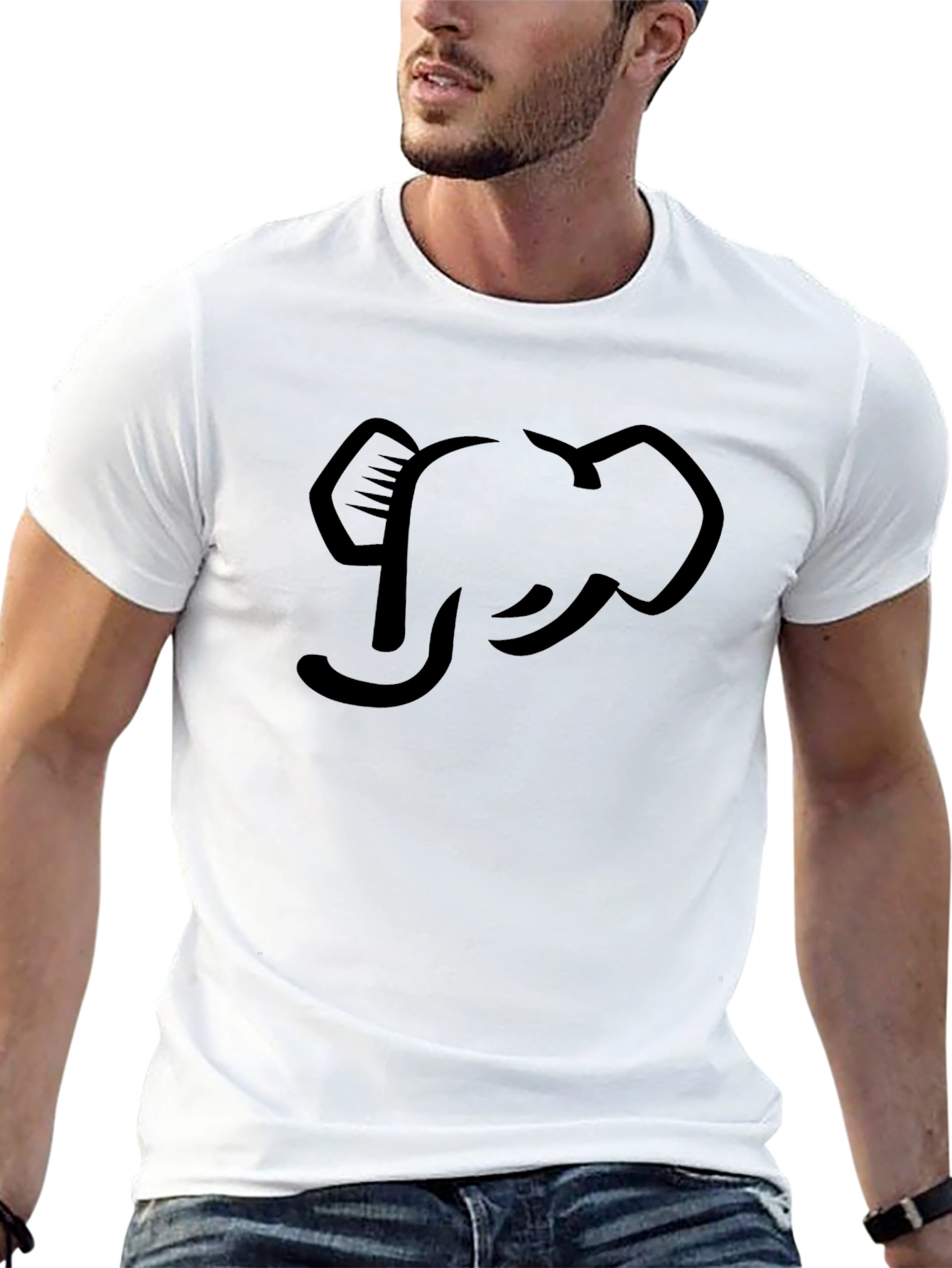 Elephant Graphic Print Black T-Shirt