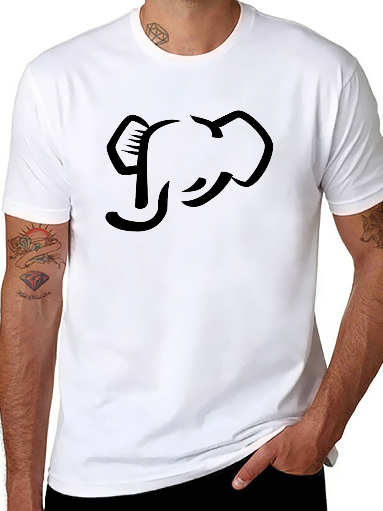 Elephant Graphic Print Black T-Shirt