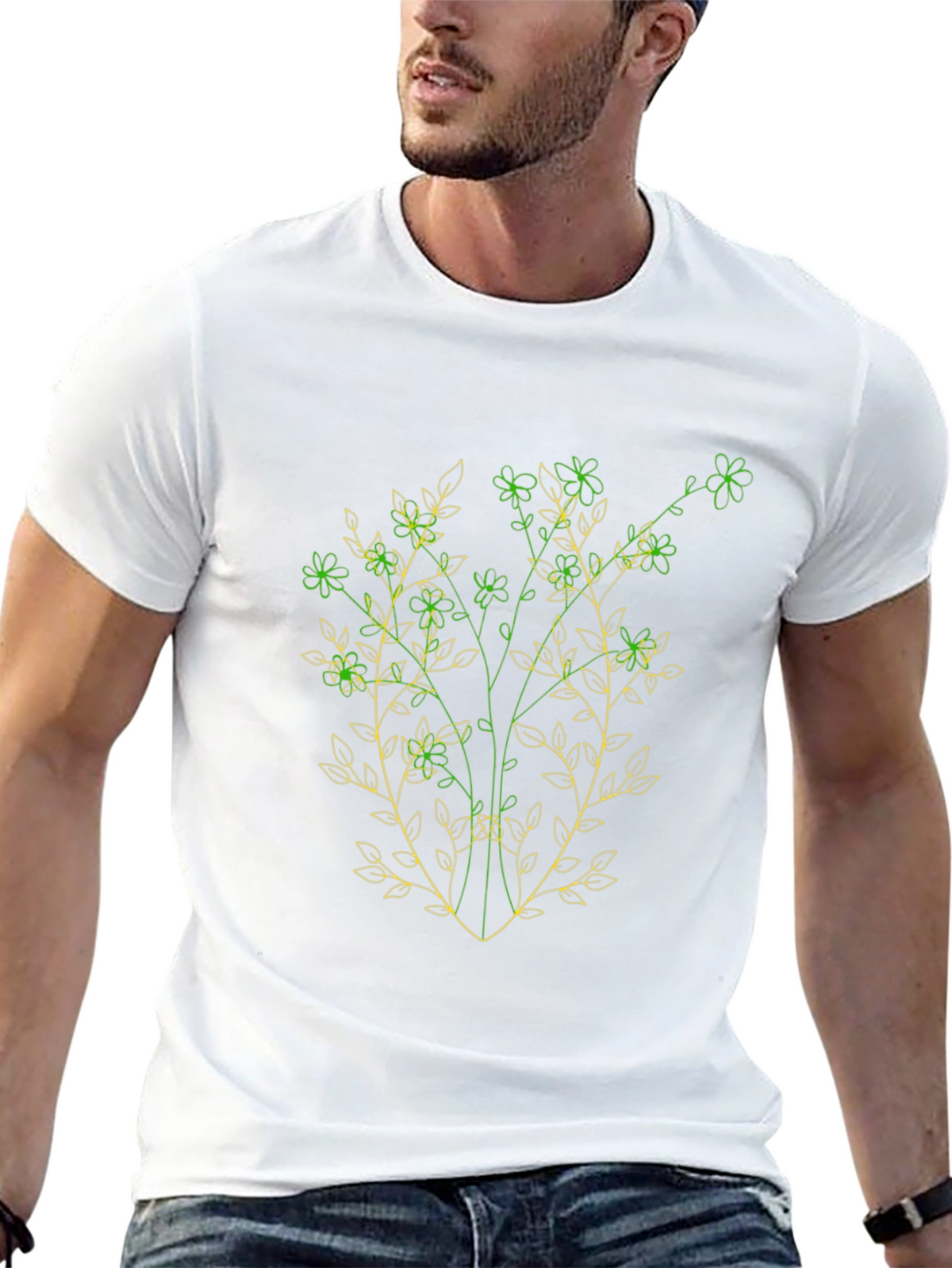 Botanical Sketch Black T-Shirt