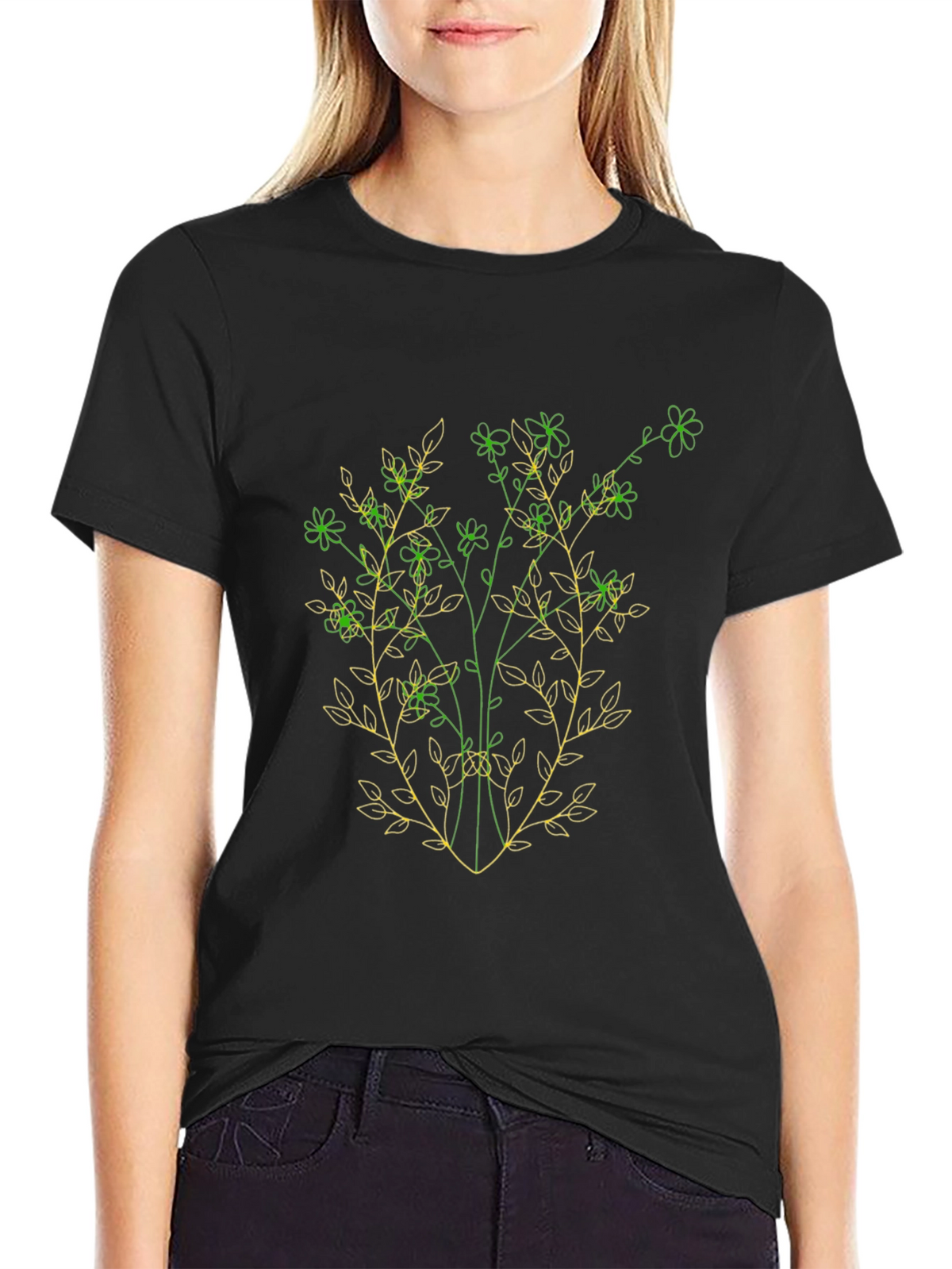 Botanical Sketch Black T-Shirt