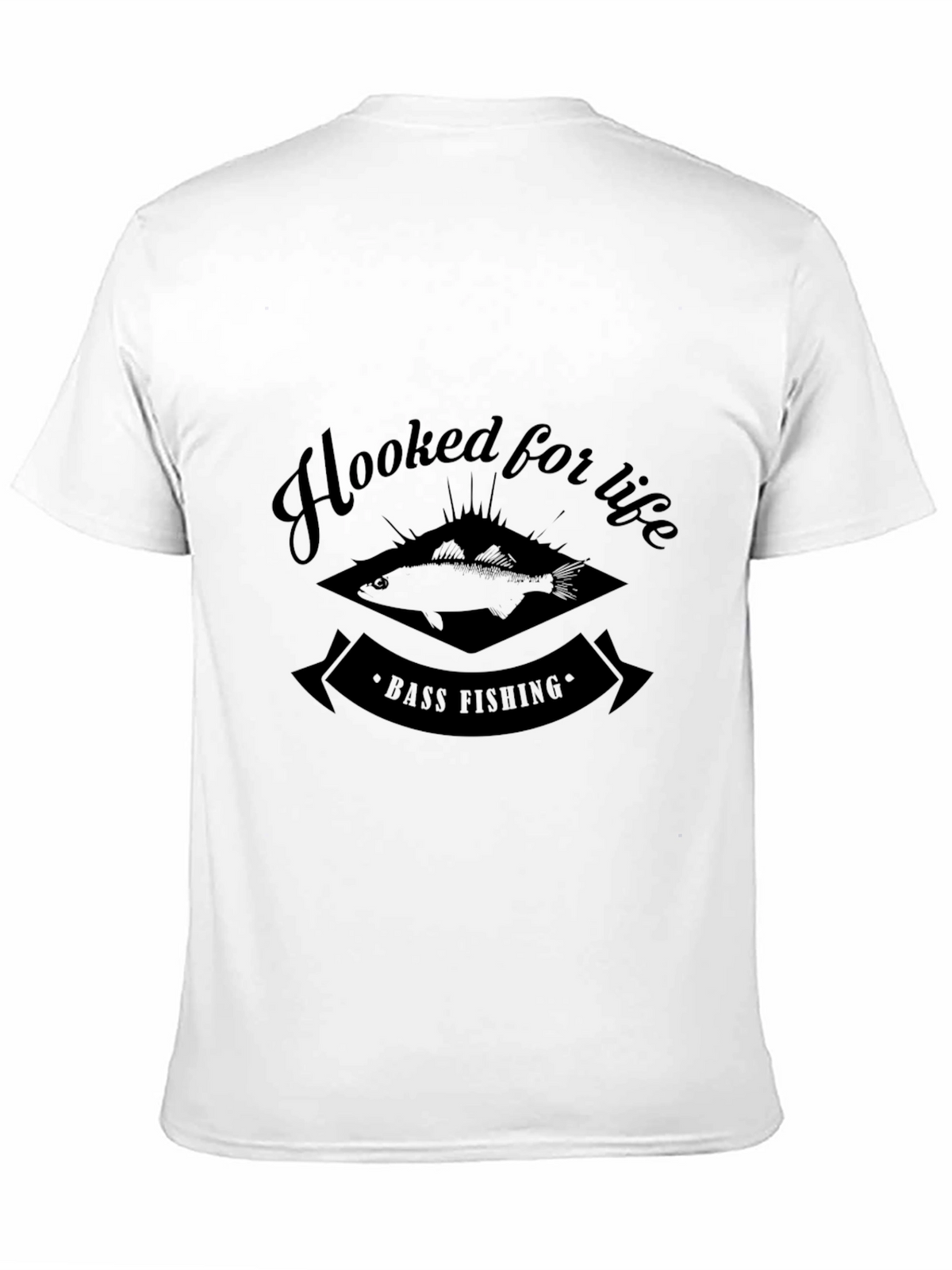 Hooked For Life Bass Fishing Black T-Shirt