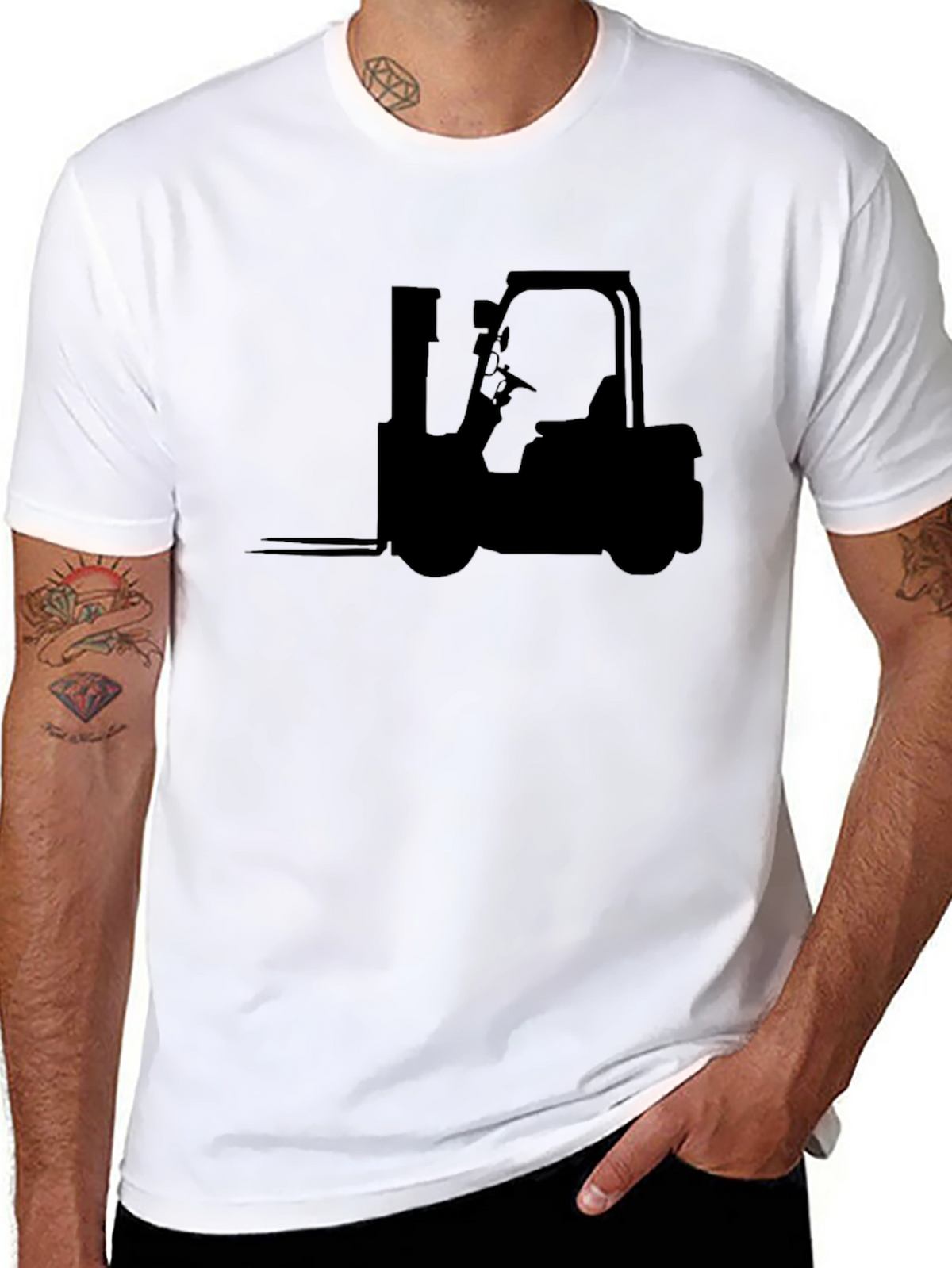 Forklift Silhouette Graphic Tee - Black
