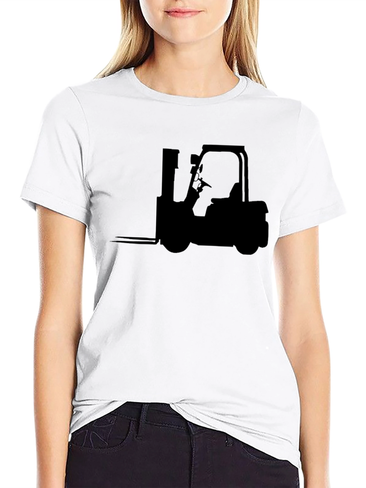 Forklift Silhouette Graphic Tee - Black