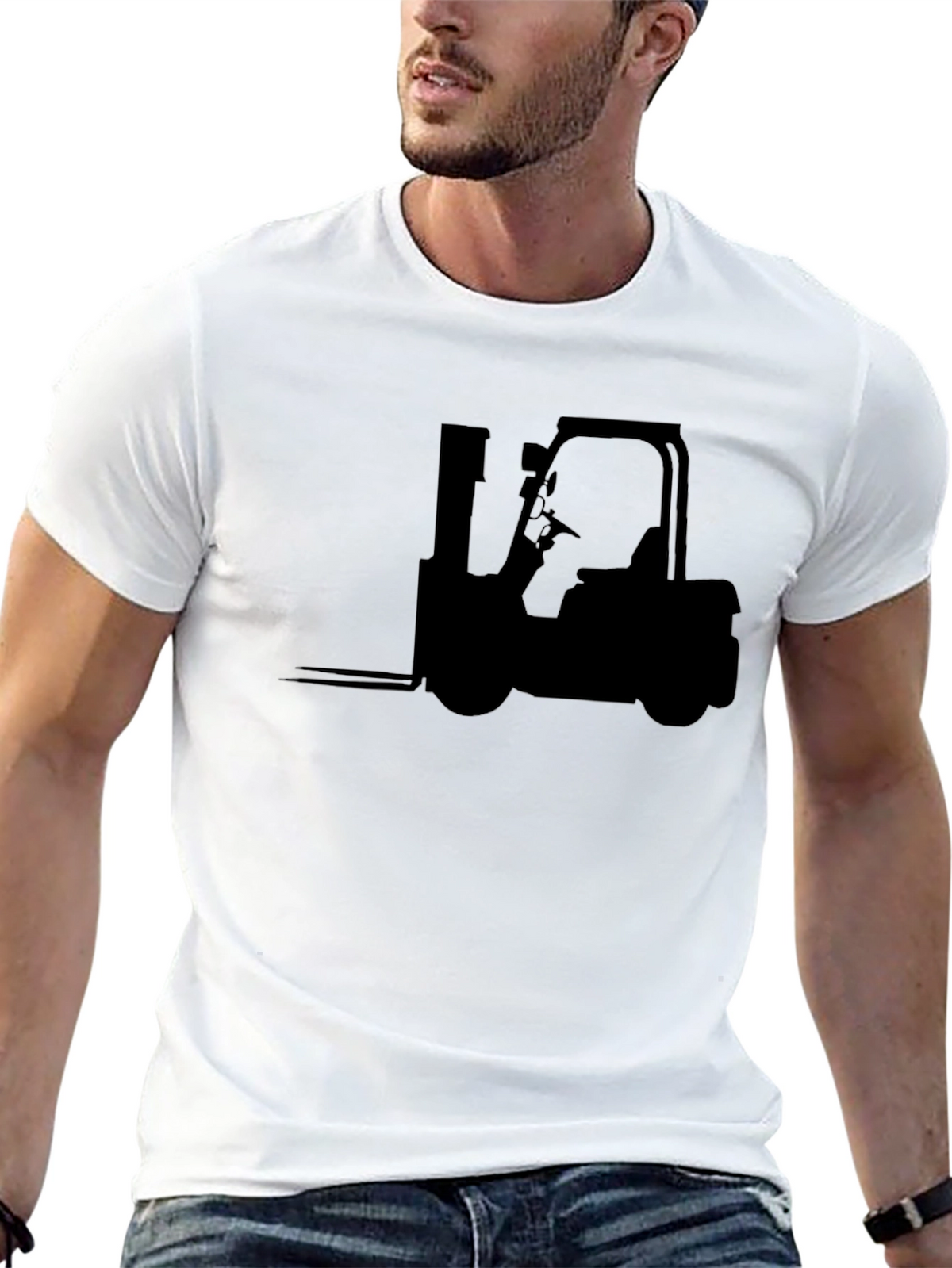 Forklift Silhouette Graphic Tee - Black