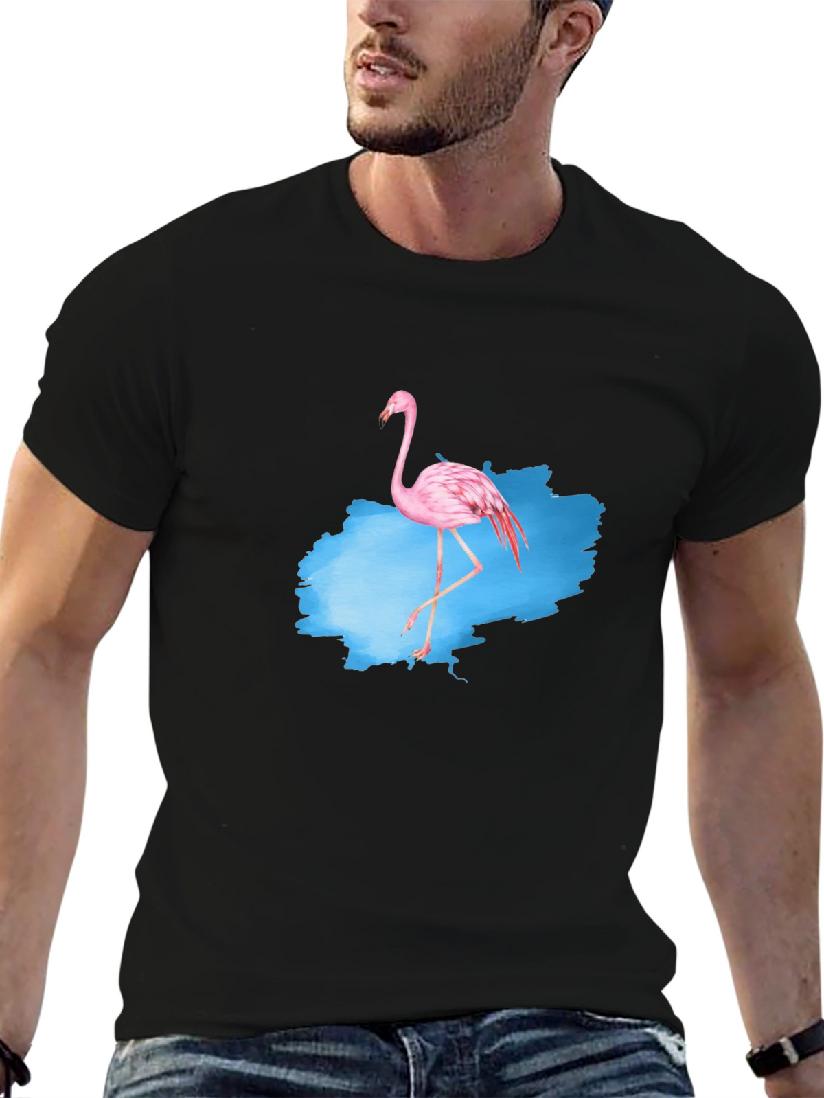 Flamingo Graphic Tee - Mens Black T-Shirt