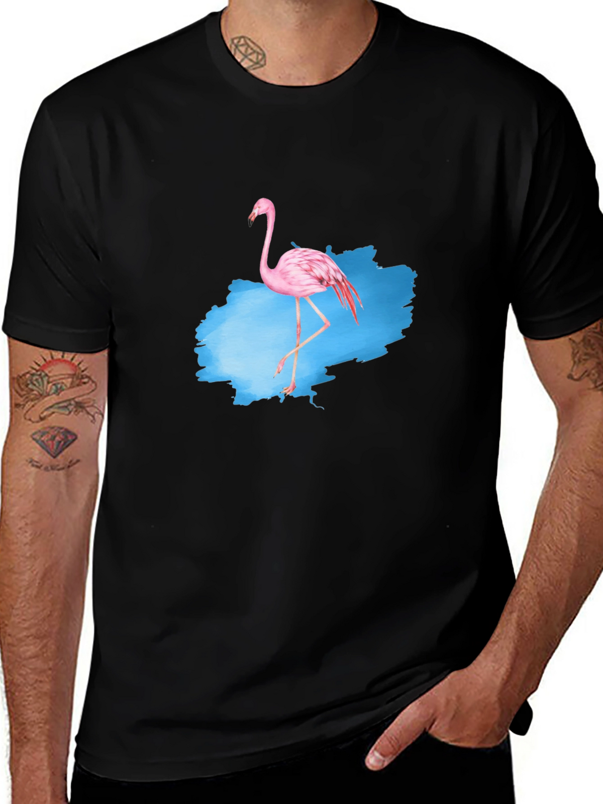 Flamingo Graphic Tee - Mens Black T-Shirt