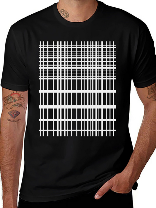 Abstract Grid Graphic Tee - Modern Style