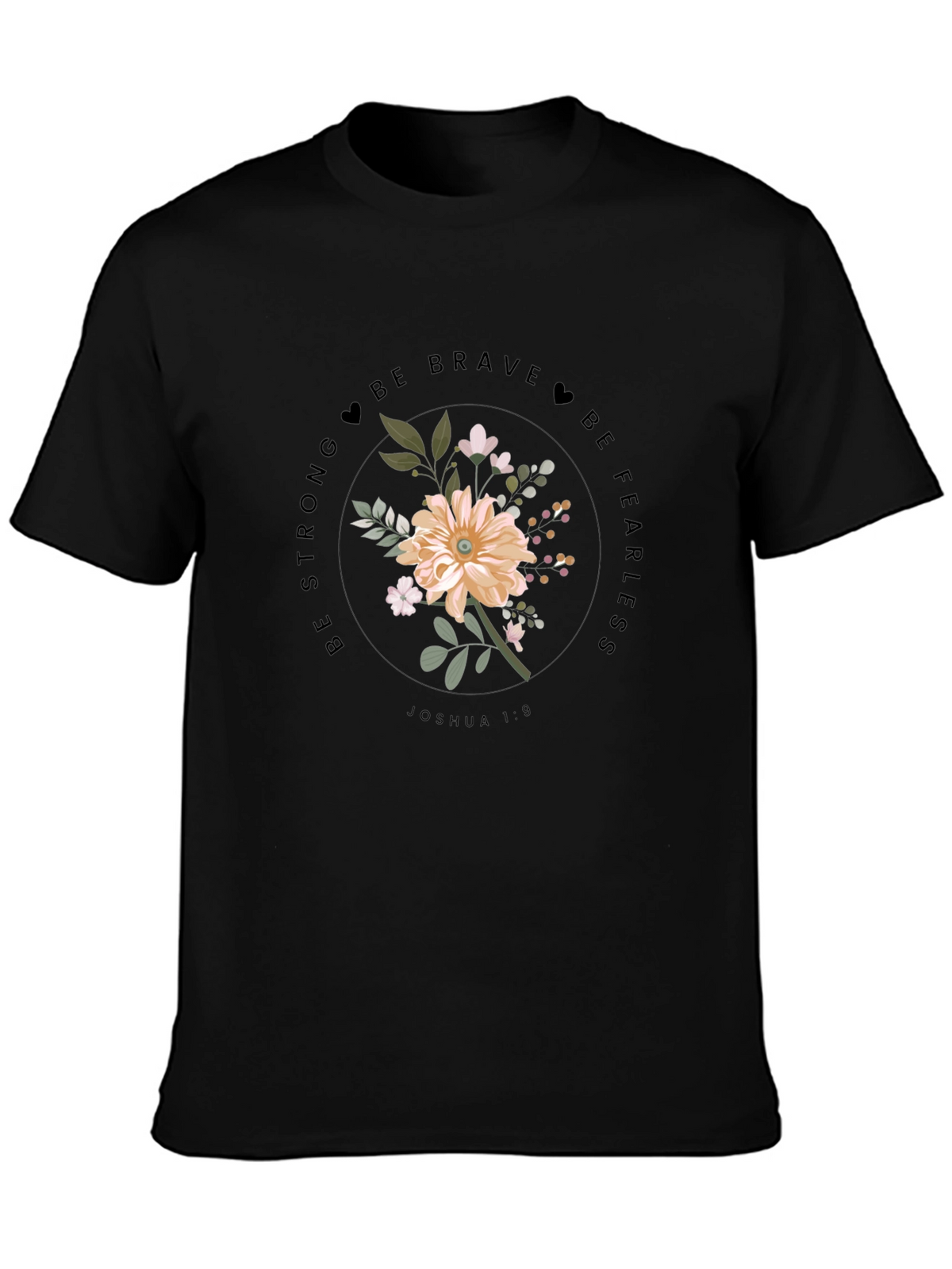 Floral Joshua 1:9 Graphic Tee - Be Brave