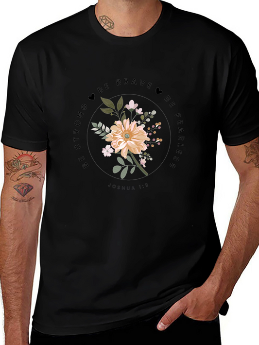 Floral Joshua 1:9 Graphic Tee - Be Brave