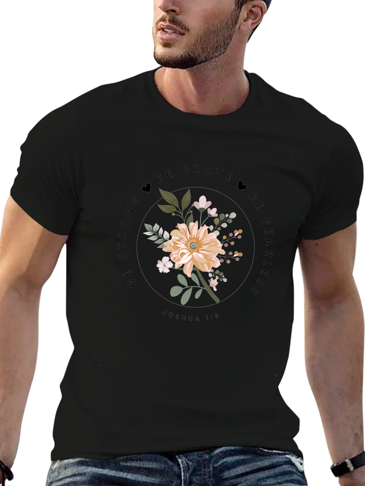 Floral Joshua 1:9 Graphic Tee - Be Brave