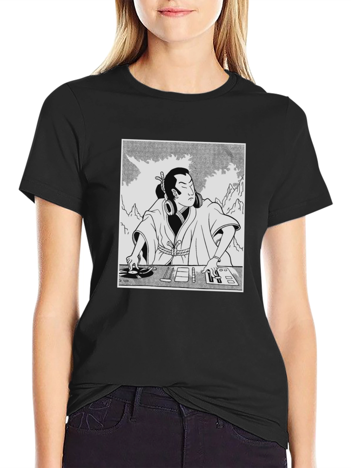 DJ Samurai Black Graphic T-Shirt