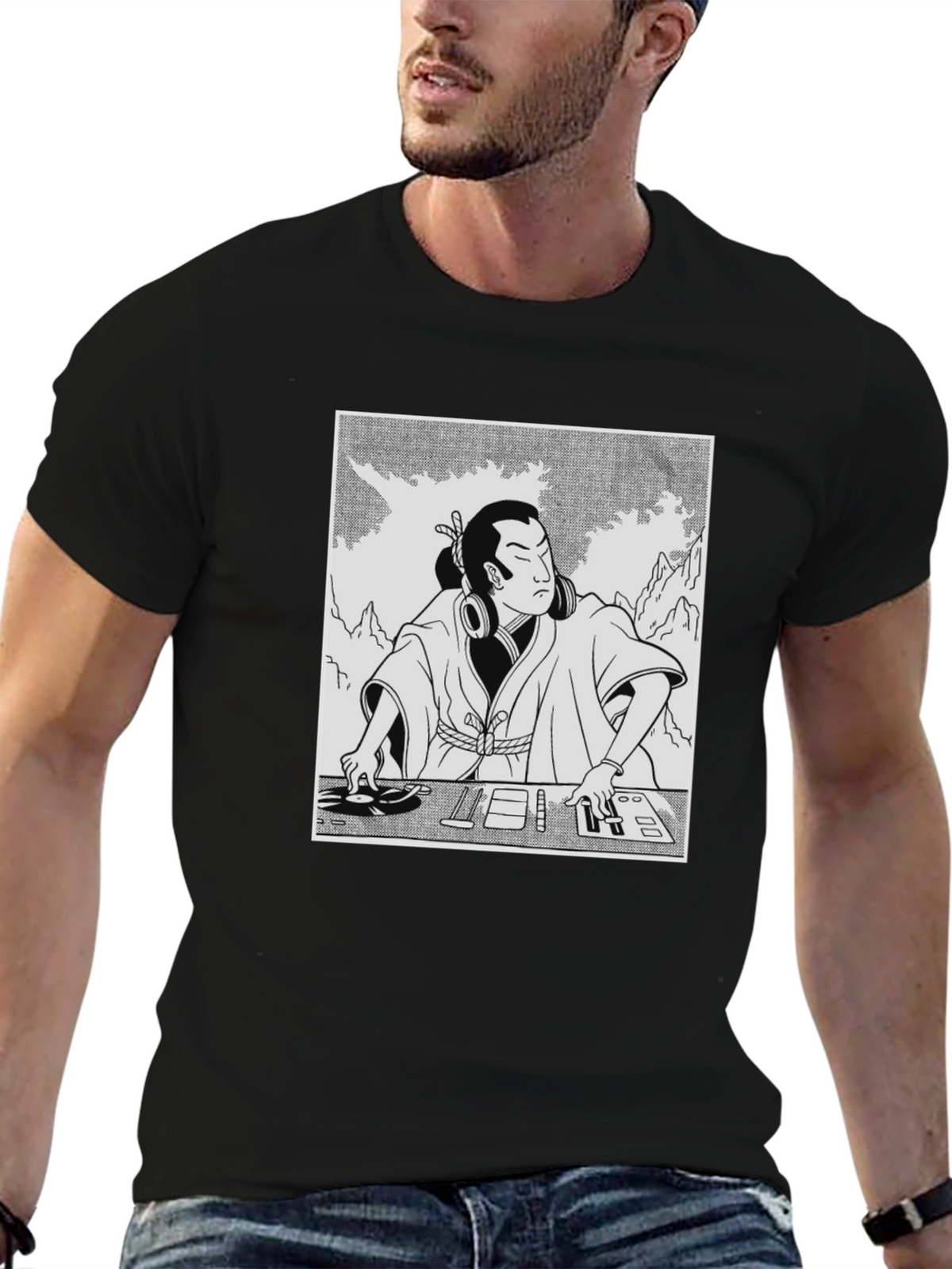 DJ Samurai Black Graphic T-Shirt