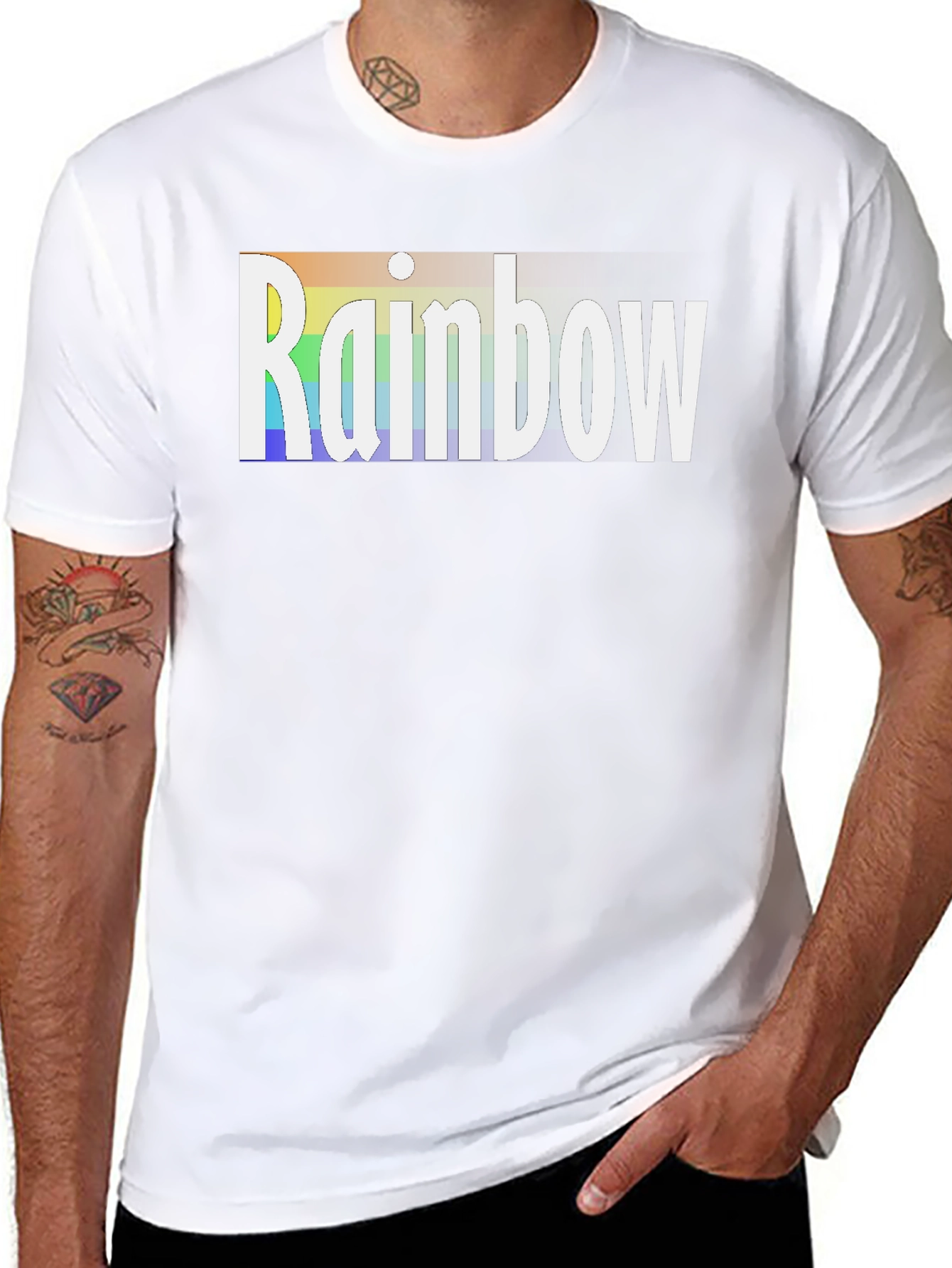 Rainbow Graphic Tee - Black Cotton T-Shirt