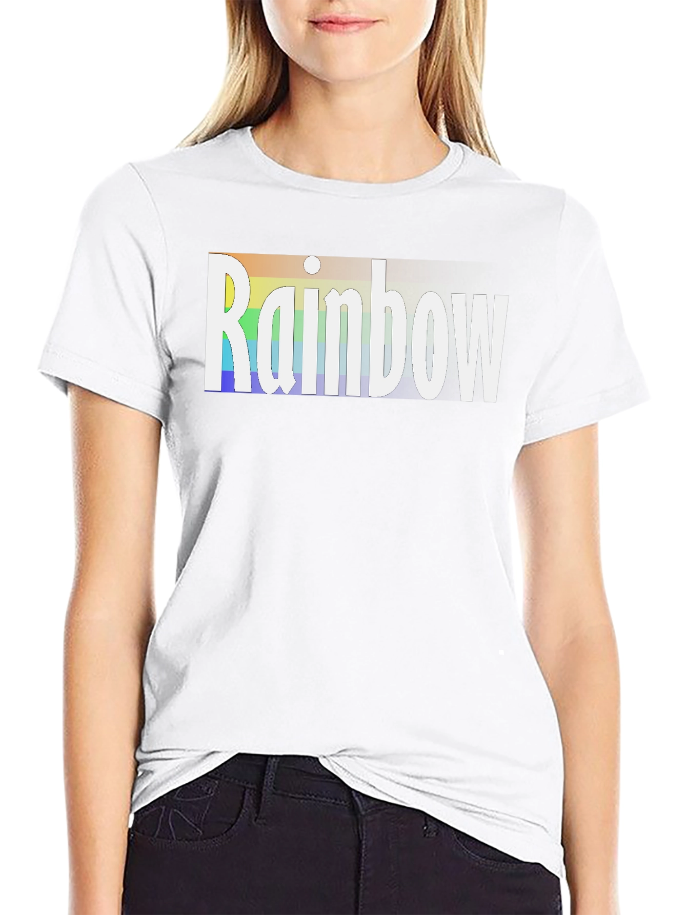 Rainbow Graphic Tee - Black Cotton T-Shirt