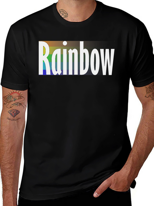 Rainbow Graphic Tee - Black Cotton T-Shirt