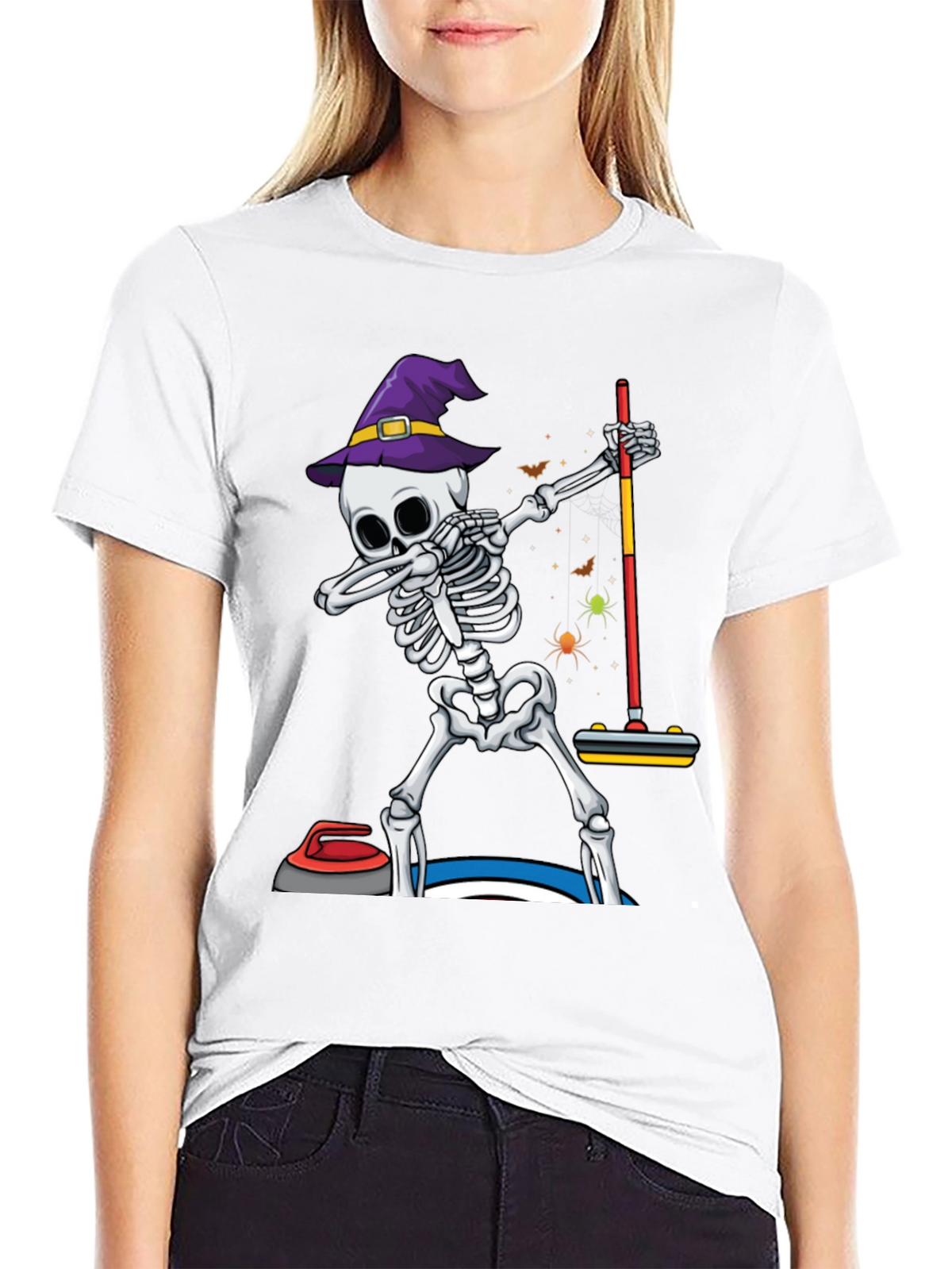 Halloween Skeleton Curling T-Shirt