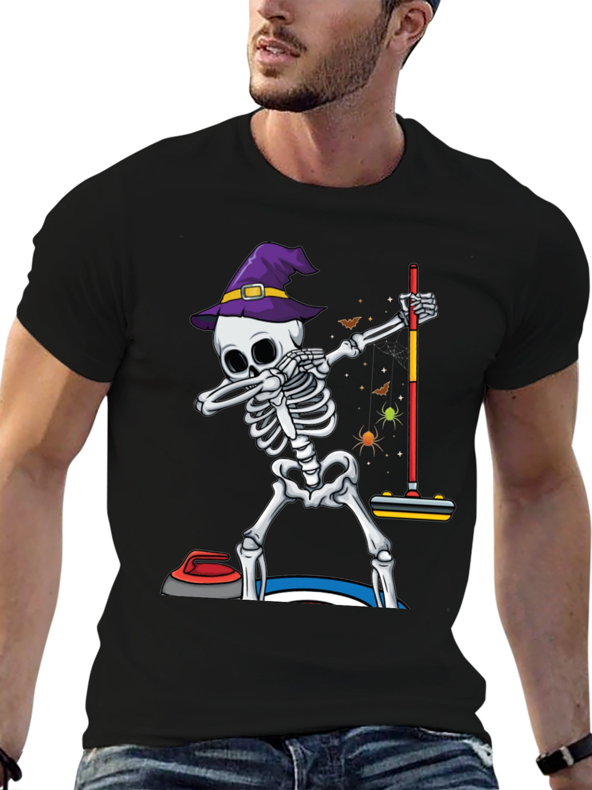 Halloween Skeleton Curling T-Shirt