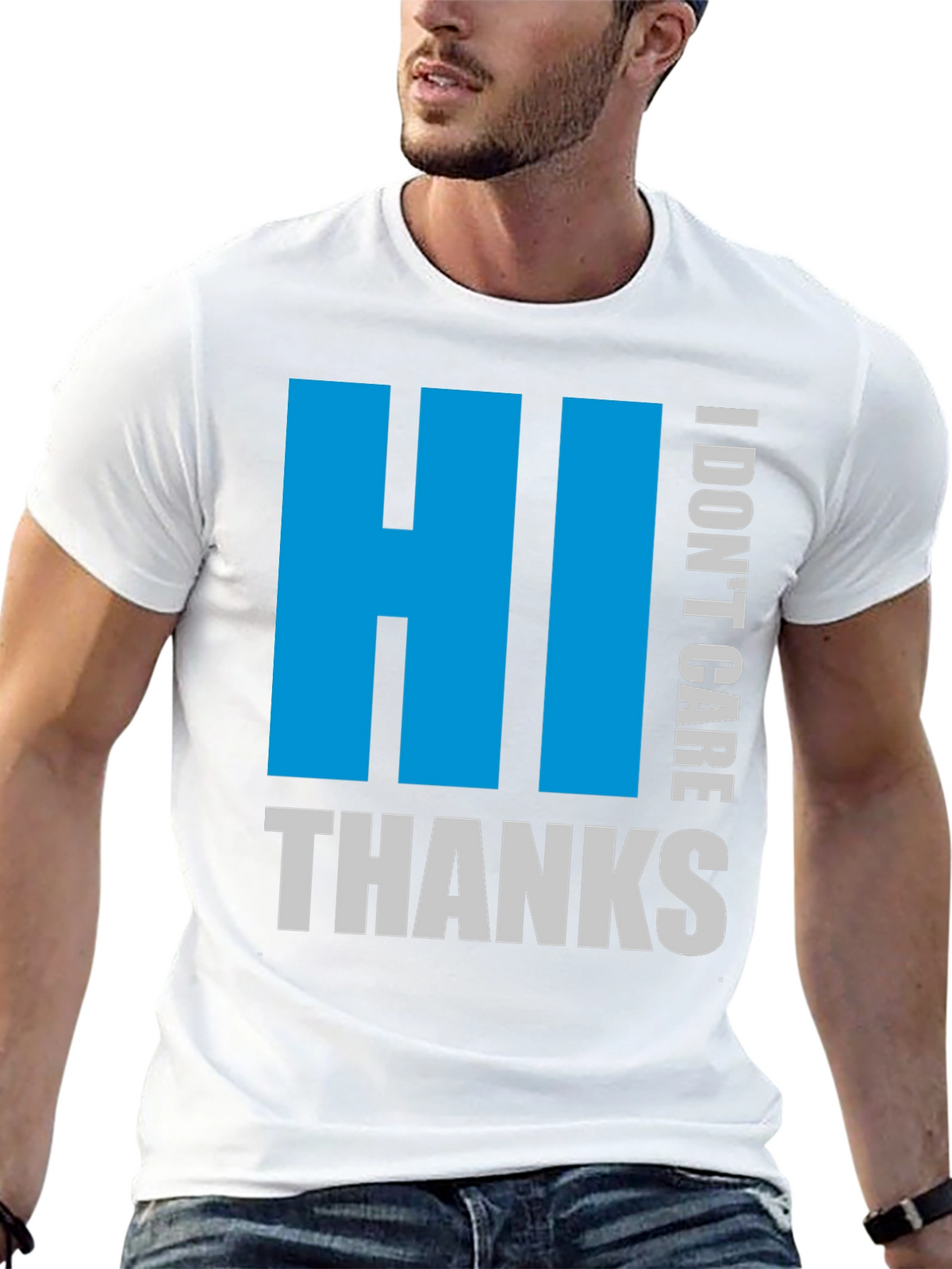 HI I DONT CARE THANKS Black Tee
