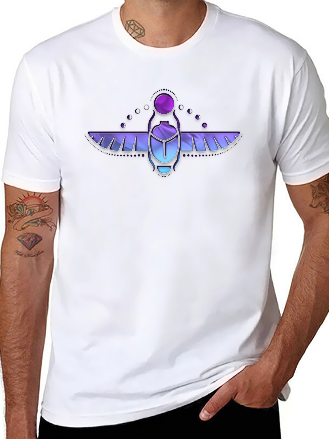 Scarab Beetle Graphic T-Shirt - Black Cotton Tee