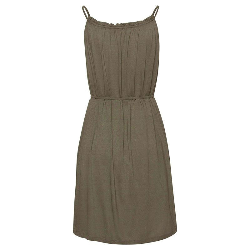Casual Solid Color Lace-Up Beach Sundress for Women
