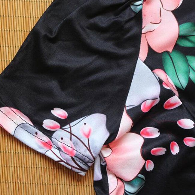 Women's Lace-Up Floral Printed Short Sleeve Maxi Dress