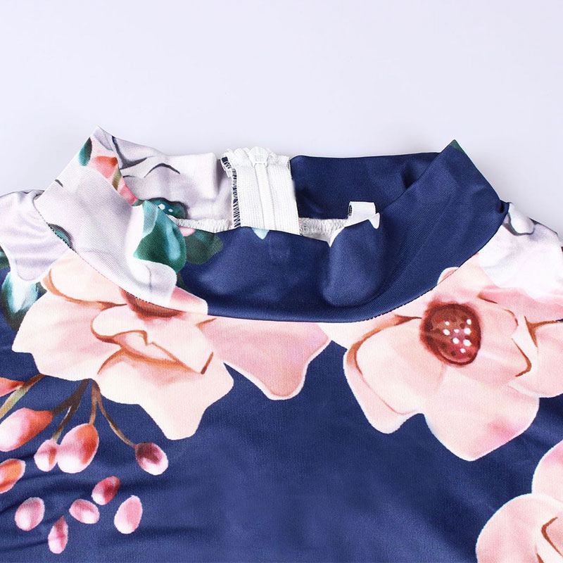 Women's Lace-Up Floral Printed Short Sleeve Maxi Dress