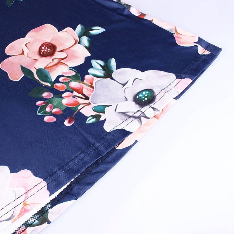 Women's Lace-Up Floral Printed Short Sleeve Maxi Dress