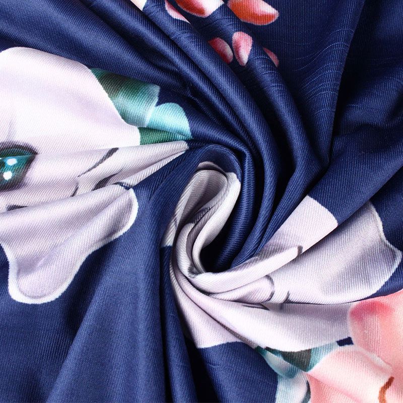 Women's Lace-Up Floral Printed Short Sleeve Maxi Dress