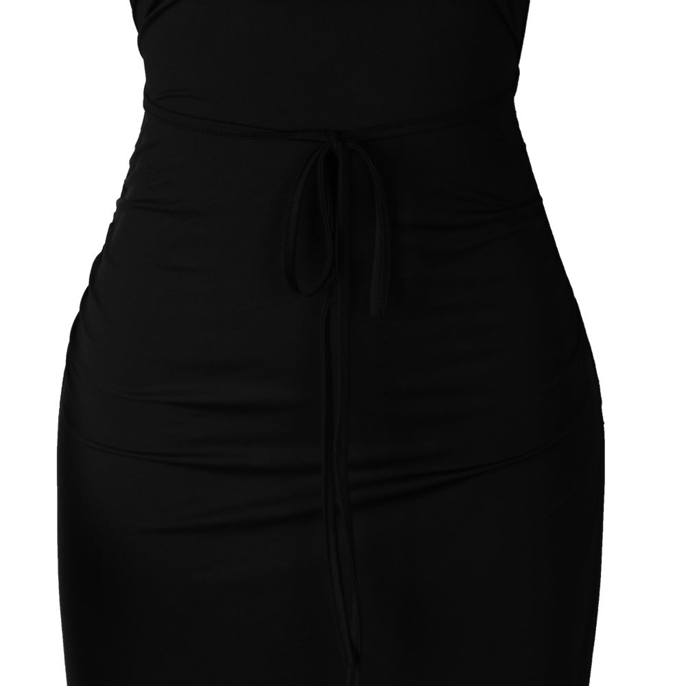 Women's Sexy Backless Solid Color Split Maxi Dress