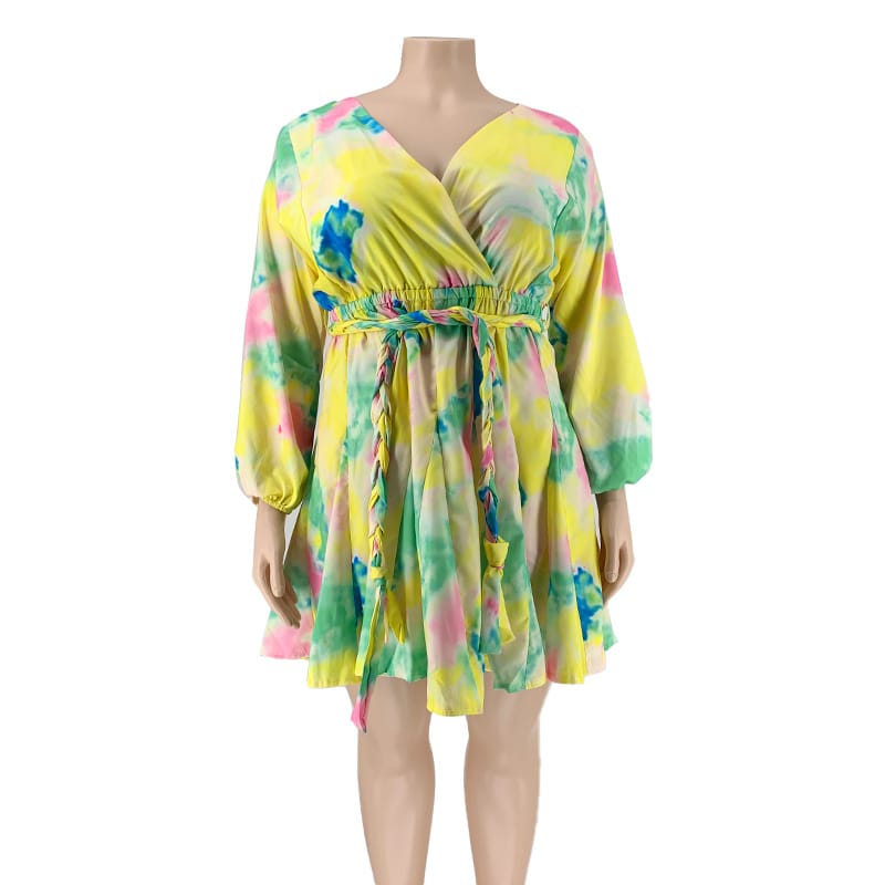 Women's Color Blocking Defined Waist Swing Dress
