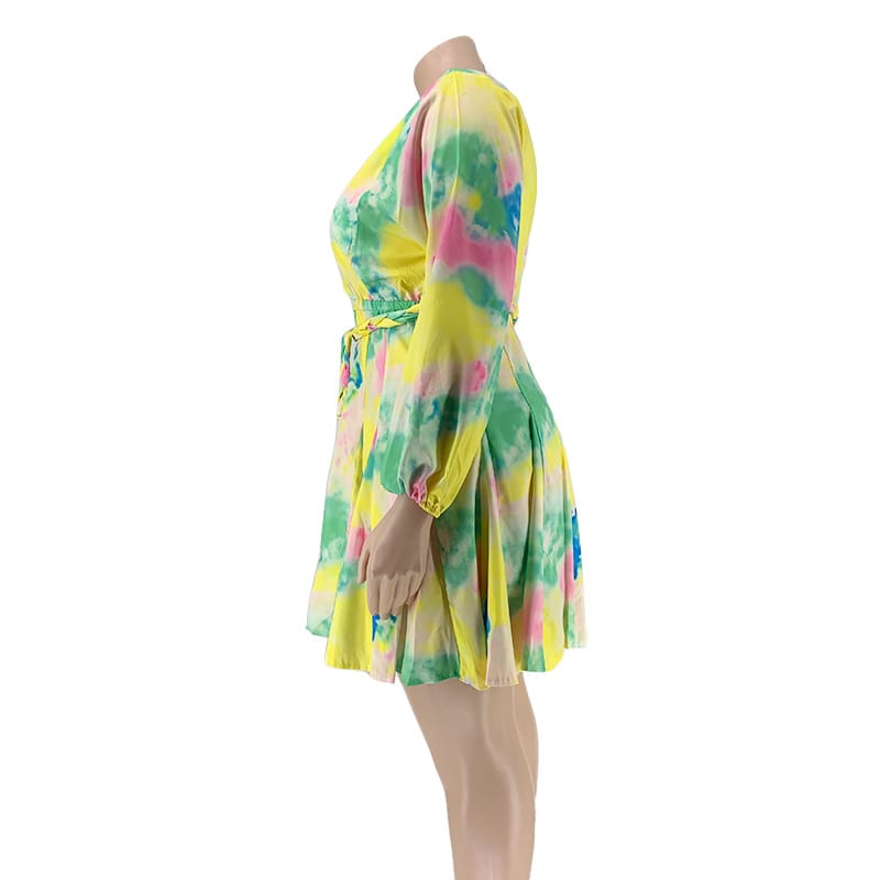 Women's Color Blocking Defined Waist Swing Dress