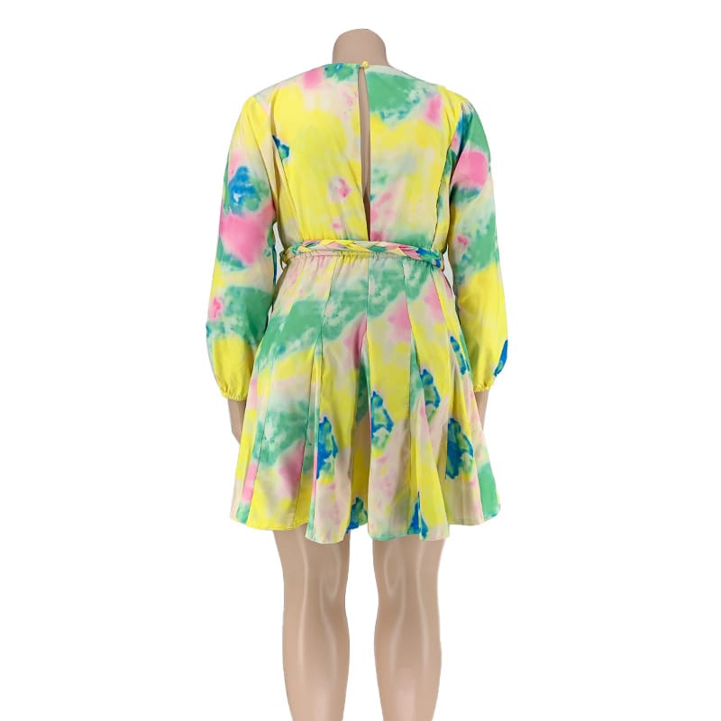 Women's Color Blocking Defined Waist Swing Dress