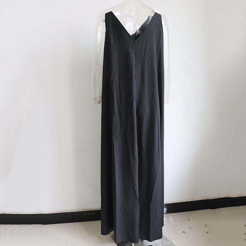 Women's Solid Color Sleeveless V-Neck Maxi Dress