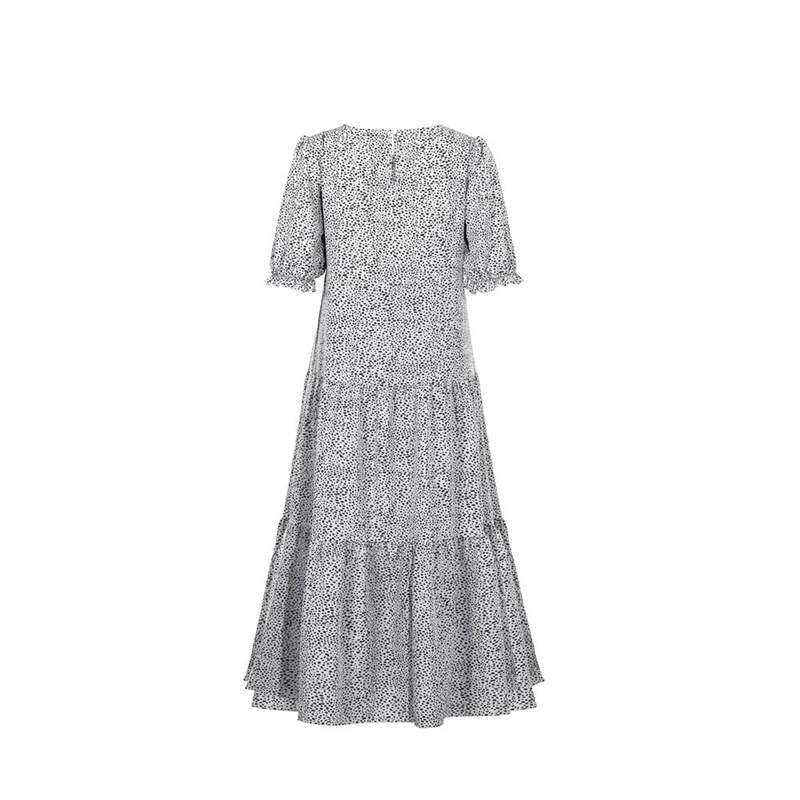 Women's S-2XL Casual Puff Sleeve Plaid Maxi Dress