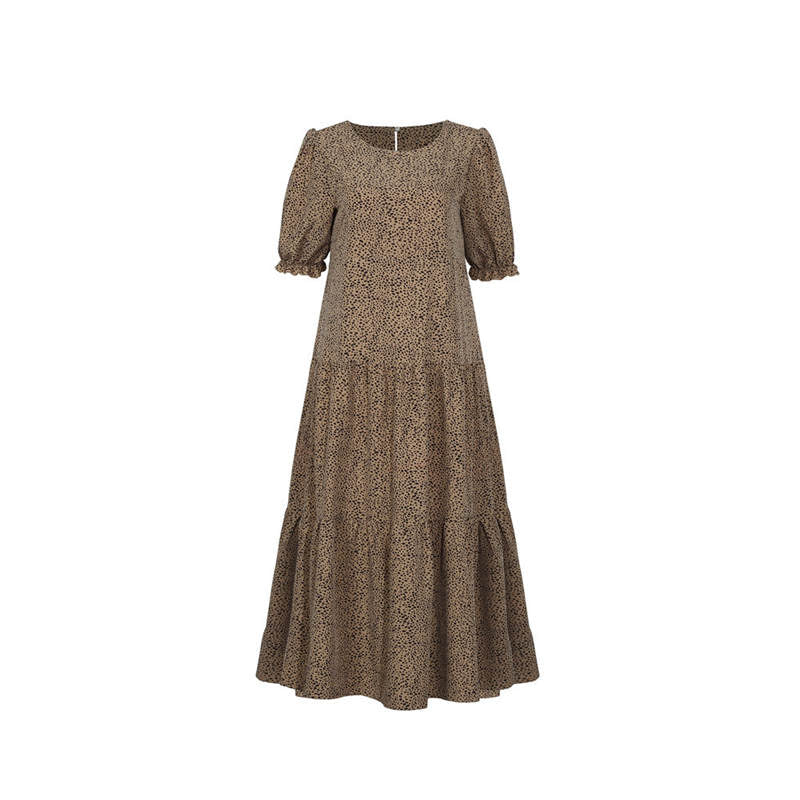 Women's S-2XL Casual Puff Sleeve Plaid Maxi Dress