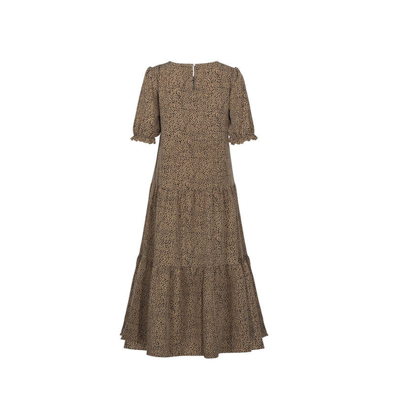 Women's S-2XL Casual Puff Sleeve Plaid Maxi Dress