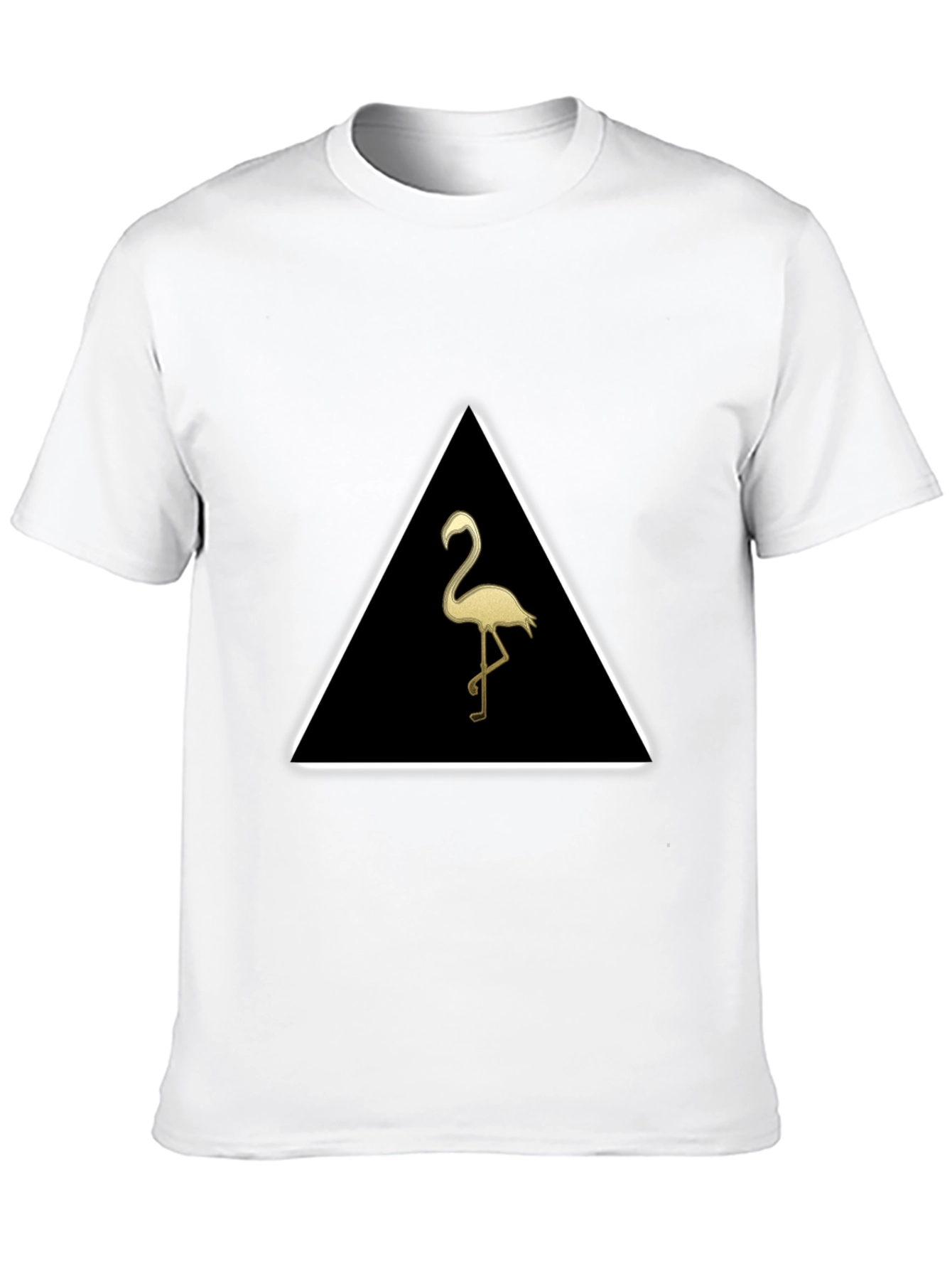 Triangle Flamingo Graphic Tee - Stylish Black T-Shirt