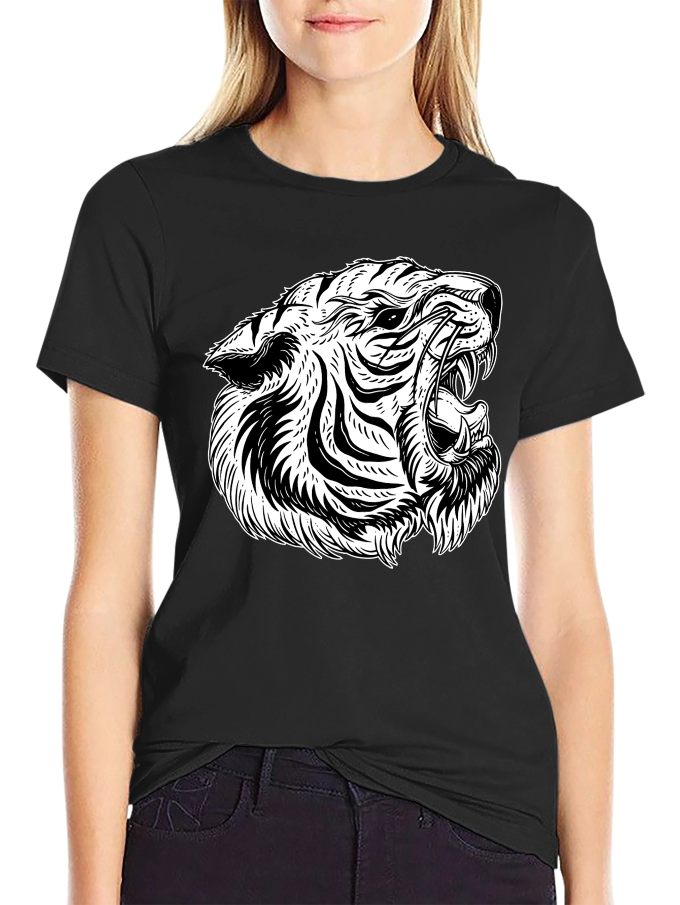 Black Tiger Graphic Tee - Bold & Stylish
