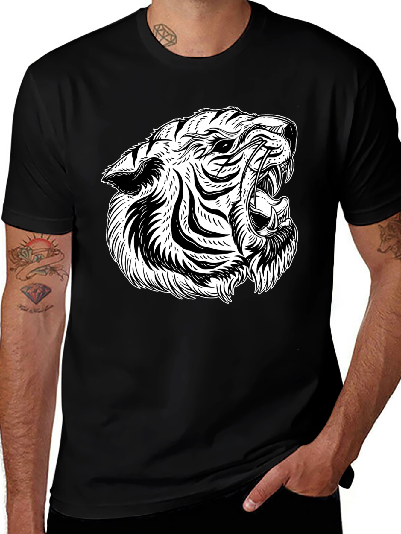 Black Tiger Graphic Tee - Bold & Stylish