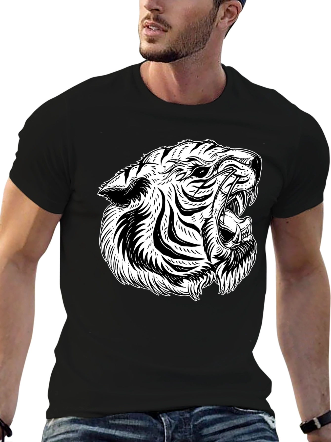 Black Tiger Graphic Tee - Bold & Stylish