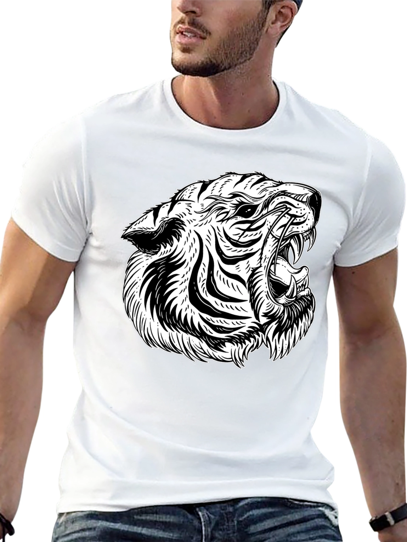 Black Tiger Graphic Tee - Bold & Stylish