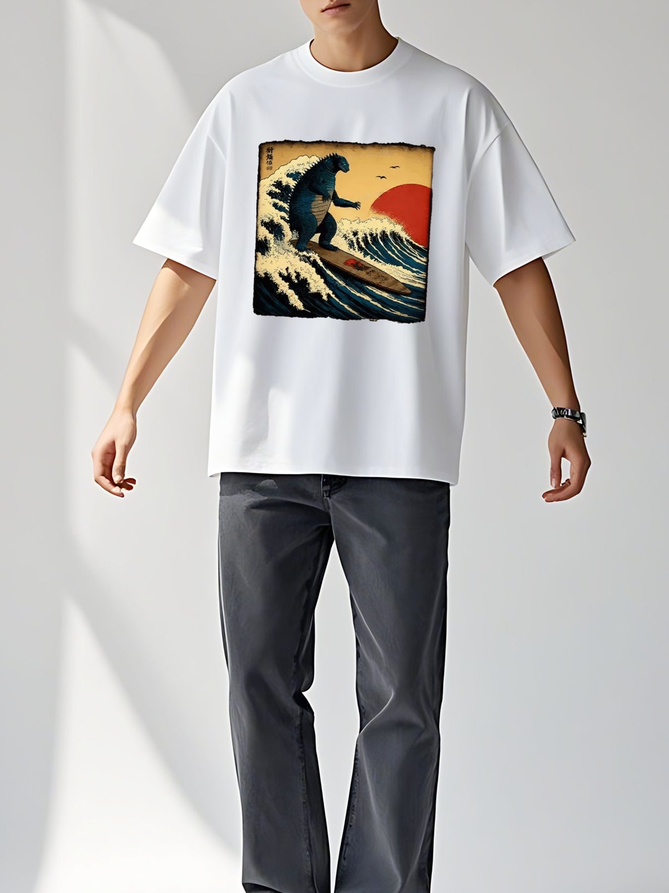 T-shirt Tokyo-tiger-the-great-wave-washed-t-shirt-1