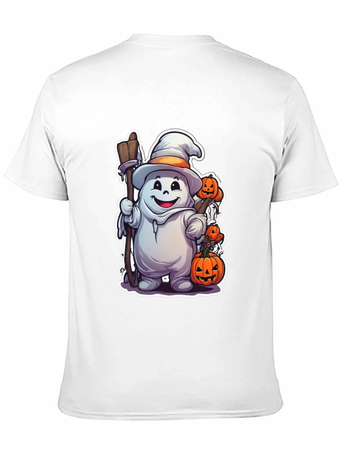 Halloween Ghost with Pumpkins Black T-shirt