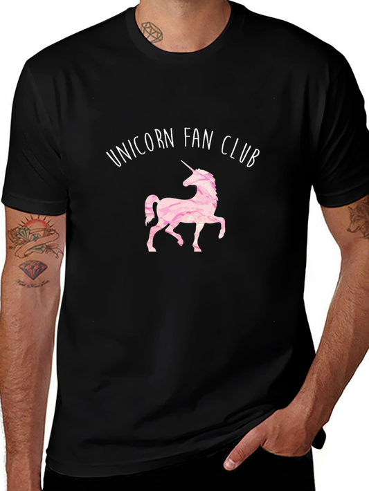 Unicorn Fan Club Graphic Tee - Black Cotton T-Shirt