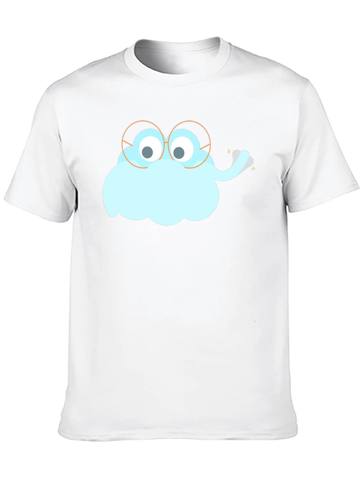Funny Cartoon Cloud with Glasses Black T-Shirt