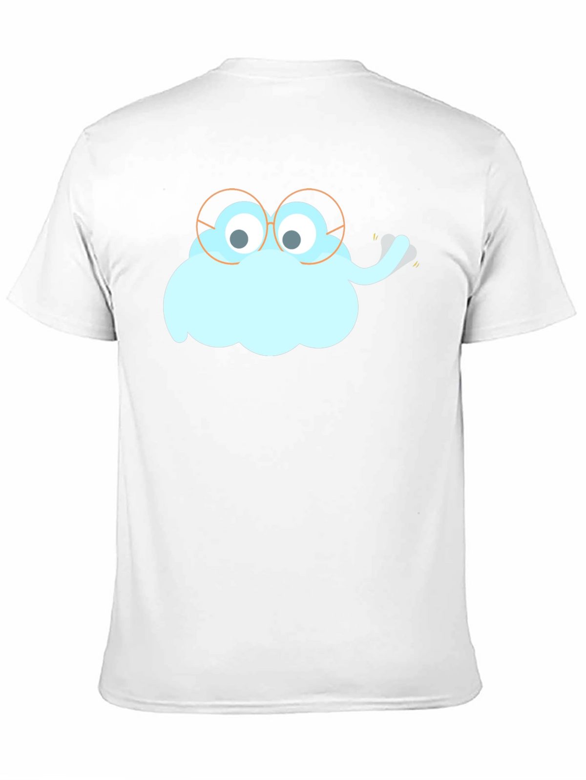 Funny Cartoon Cloud with Glasses Black T-Shirt