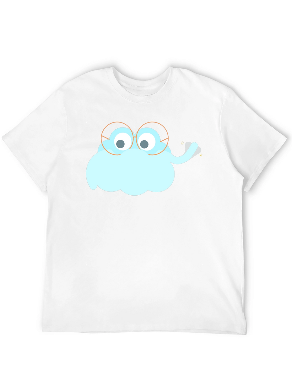 Funny Cartoon Cloud with Glasses Black T-Shirt