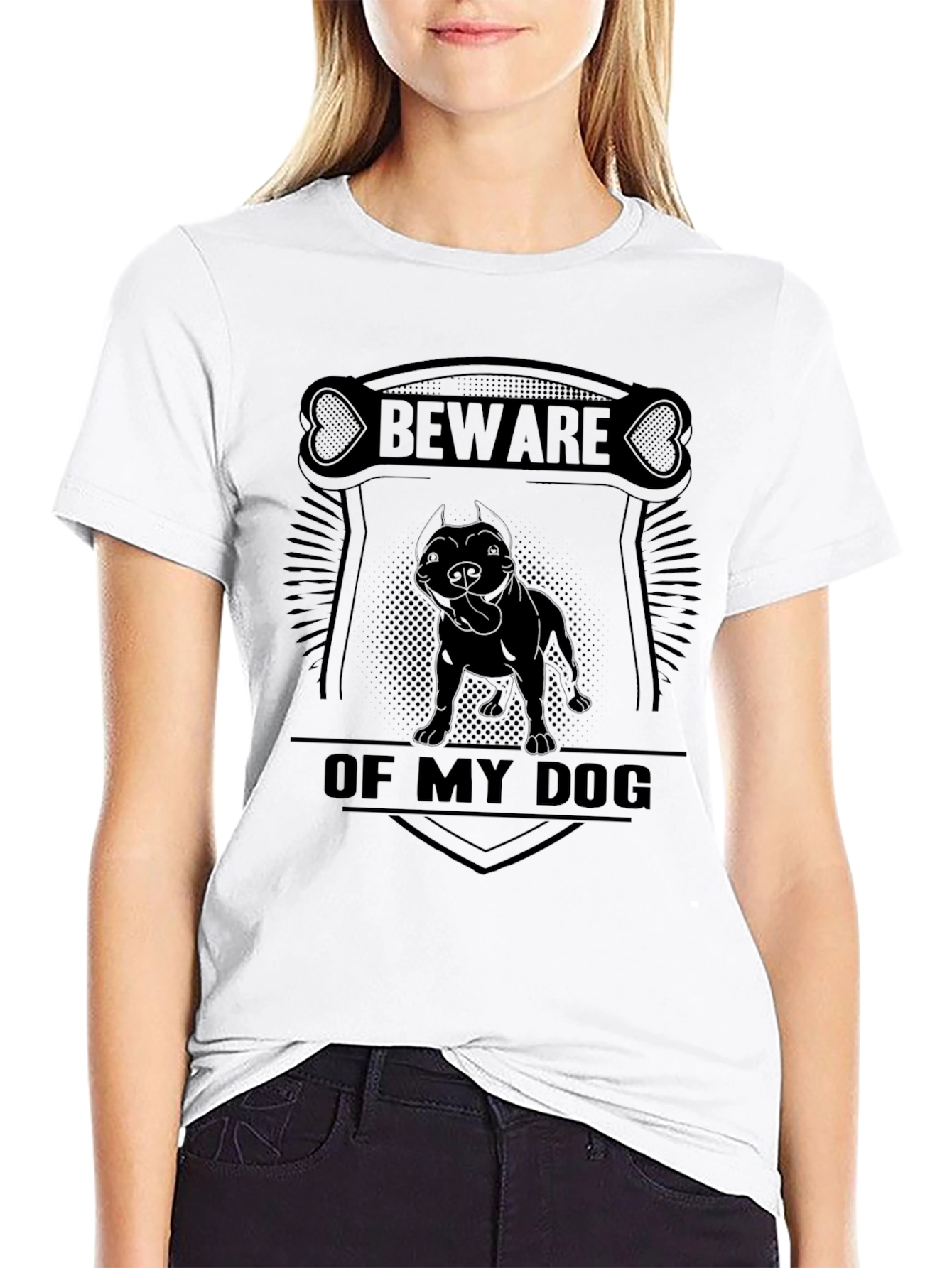 Beware of Dog T-Shirt Pitbull Graphic Tee