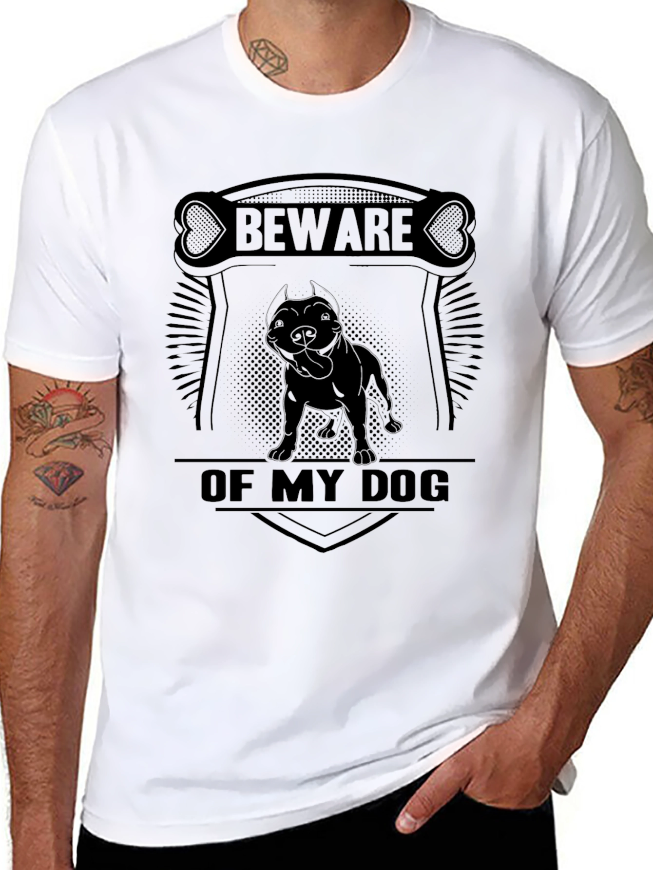 Beware of Dog T-Shirt Pitbull Graphic Tee
