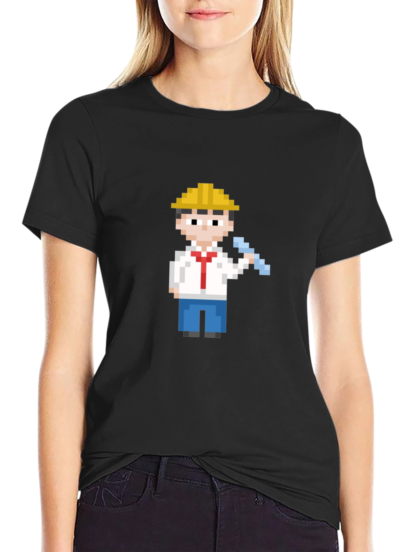 Pixel Art Construction Worker T-Shirt